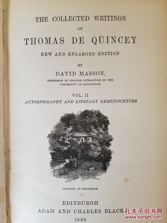 collected writings of thomas de quincey《德昆西作品集》14卷全