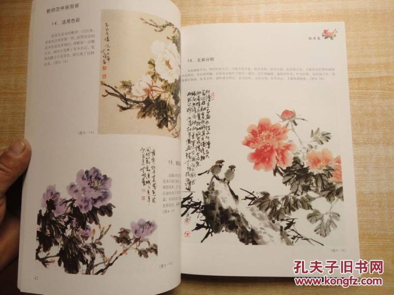 16开 厚册《教你怎样画国画 牡丹篇》品好 见图