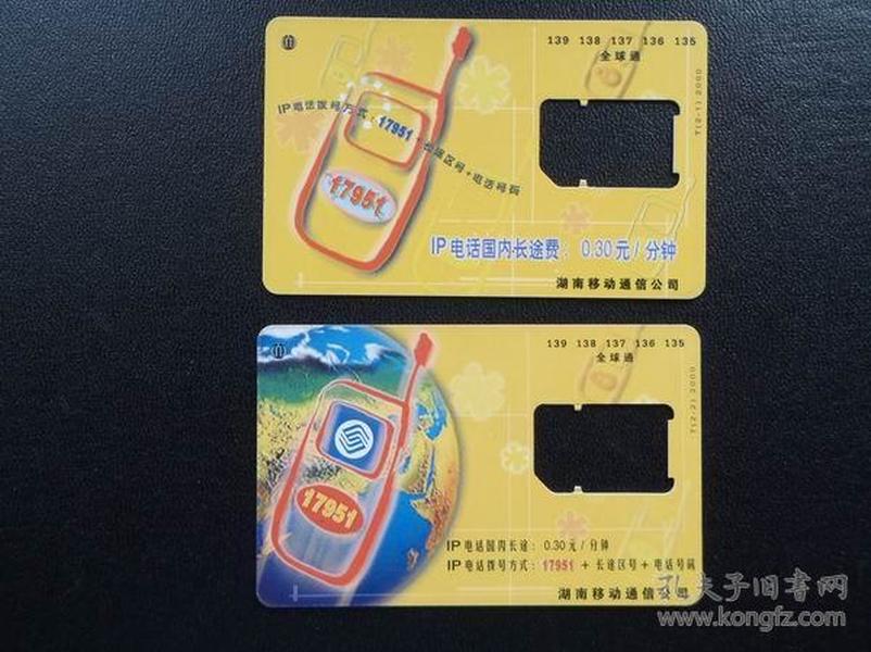 湖南17951ip电话广告图案手机卡2全(卡托)