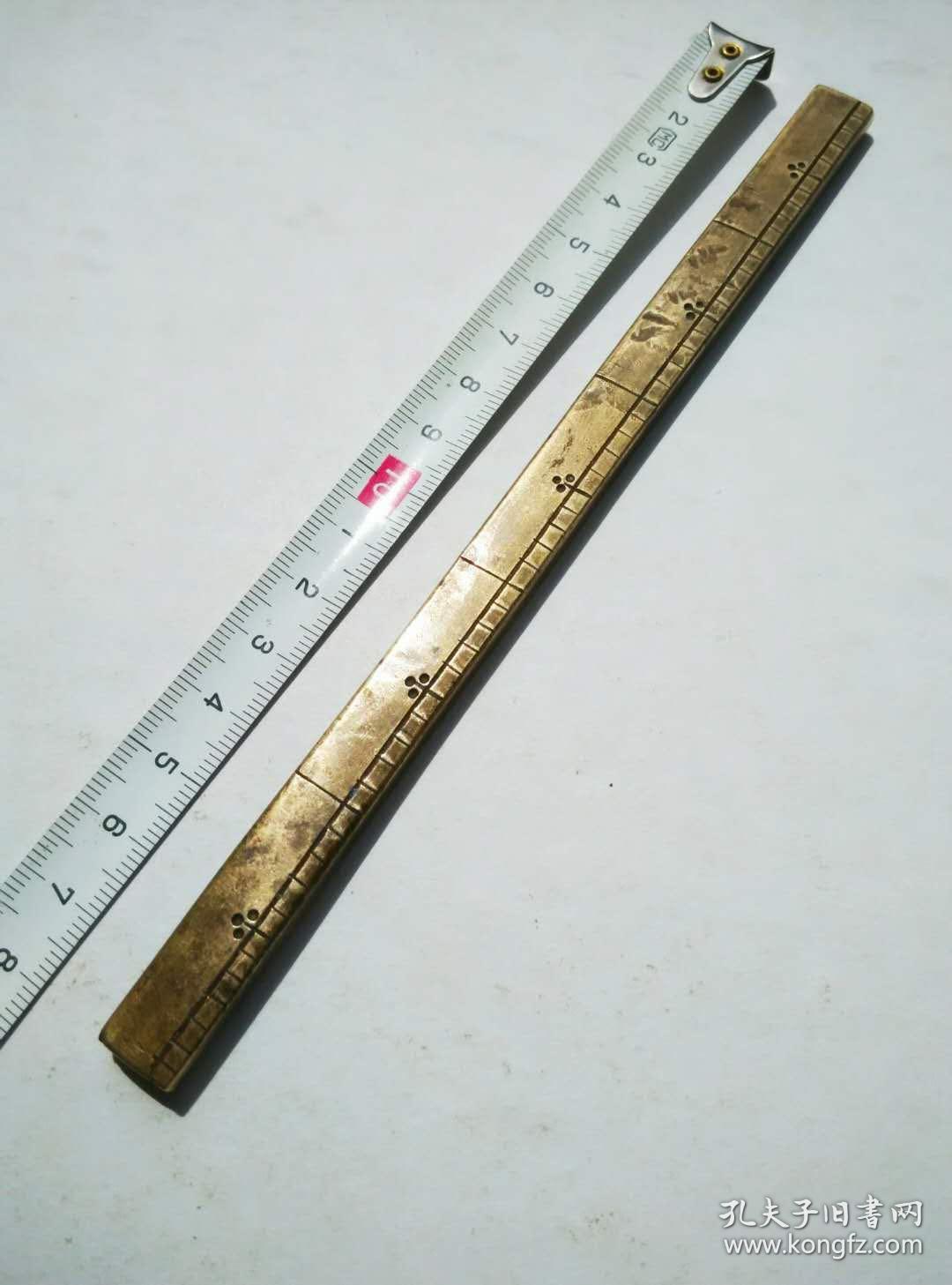 1/0.5cm80.6克清代5寸铜尺量尺量具文房老铜器镇纸压尺镇尺