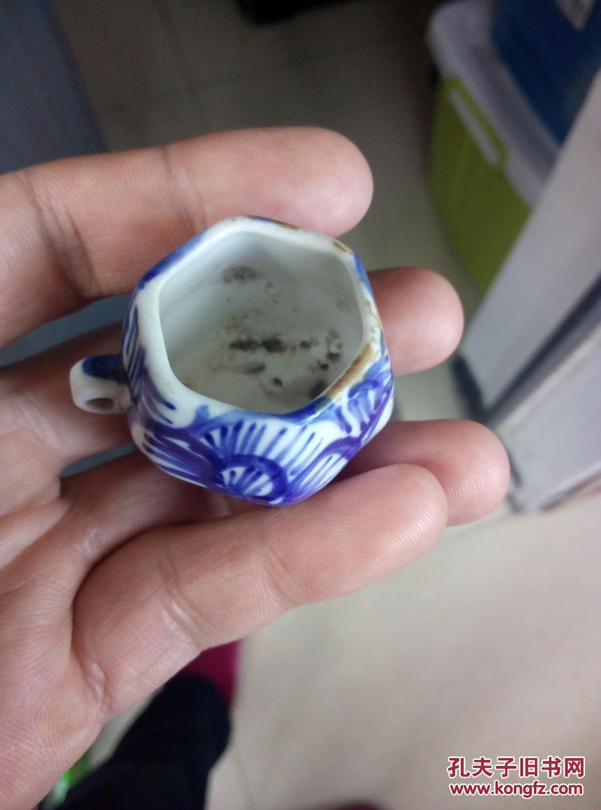 晚清民国六方青花鸟食罐