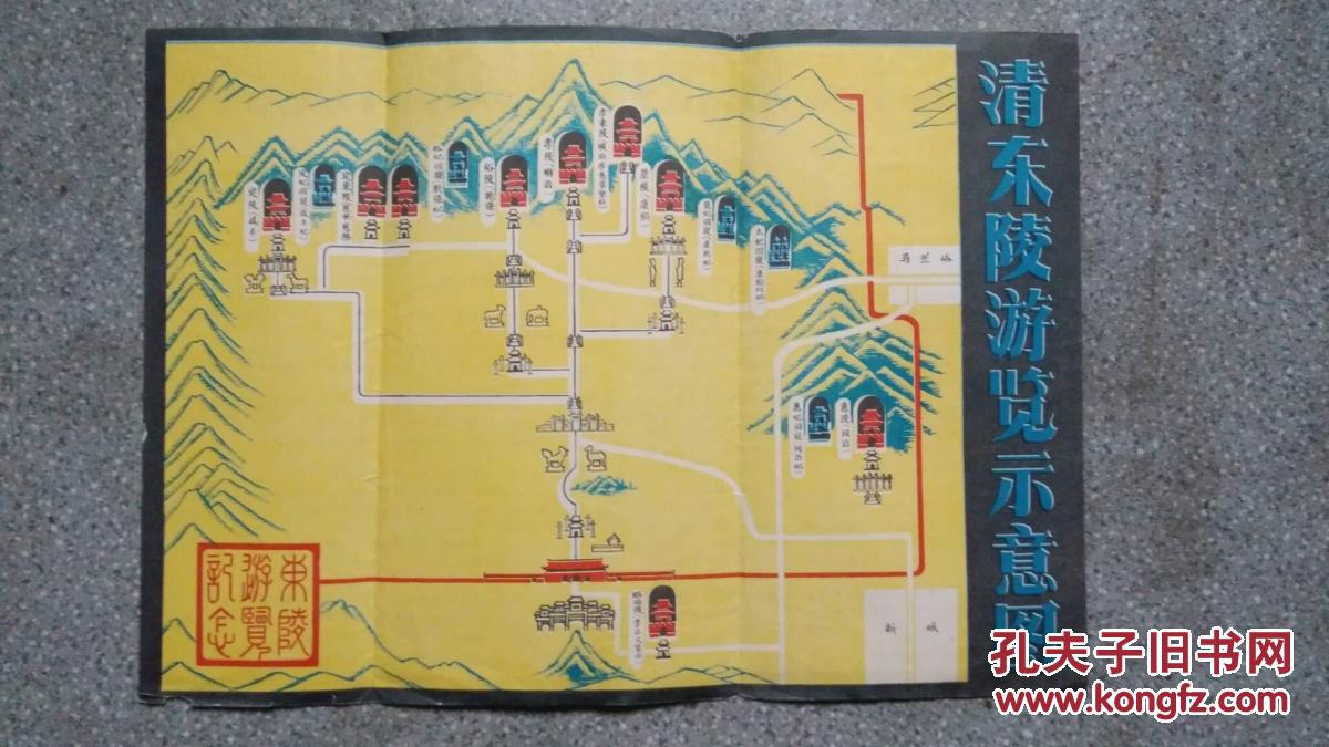 旧地图清东陵游览示意图8开8品