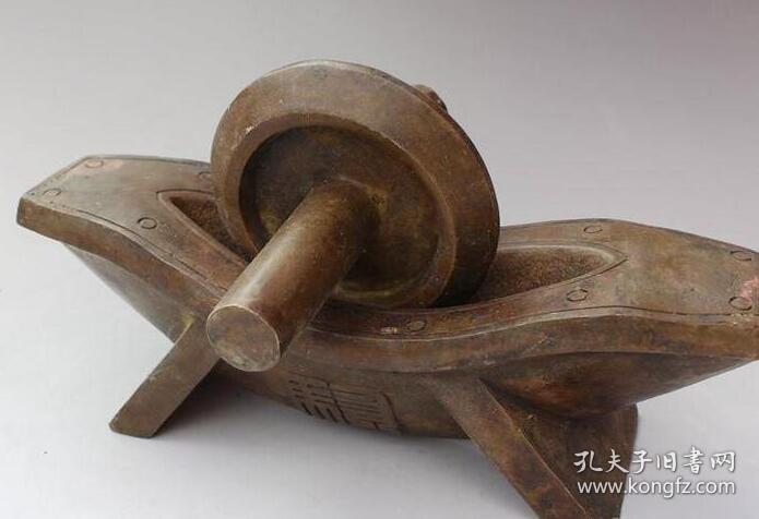 纯黄铜实心药碾子 中药捣药罐 捣药钵 捣蒜器 捣药盅