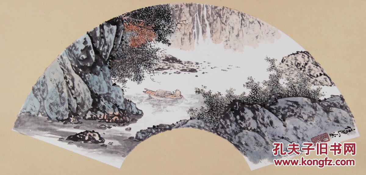 名家/中国人民大学画院画家/潽峰 古意山水画 扇面卡纸镜片21(寄作品