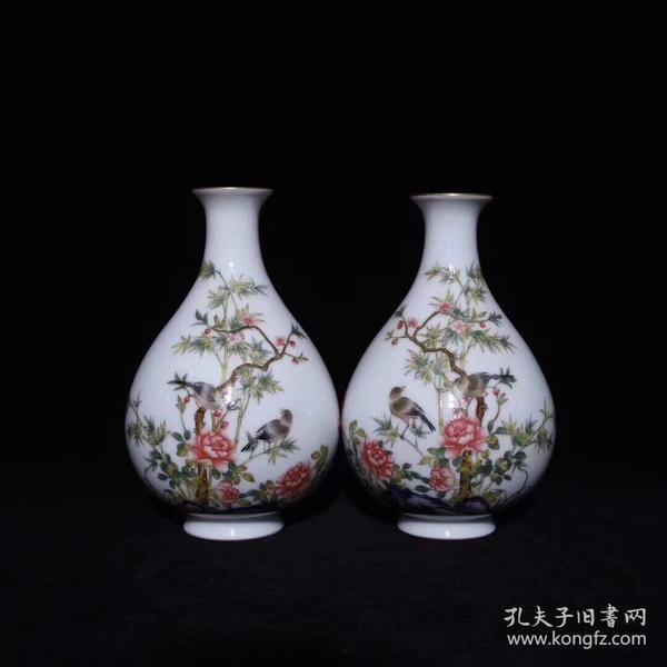 雍正珐琅彩花鸟纹玉壶春瓶