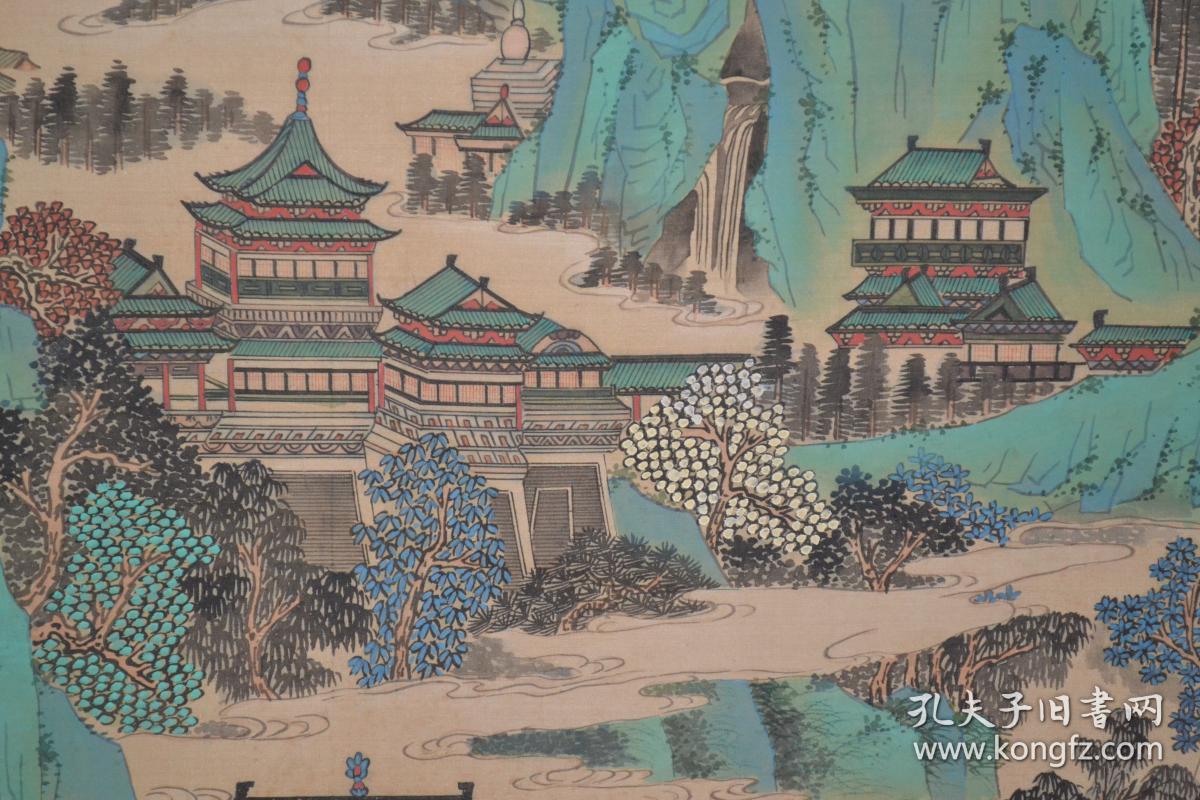 镜山《蓬莱仙境》绢本中堂 原装老裱 全场包邮
