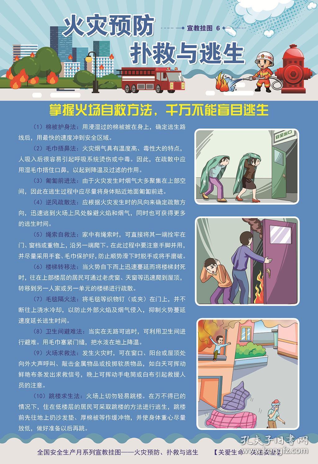 2018消防月火灾预防扑救与逃生宣教挂图6张套消防安全教育海报