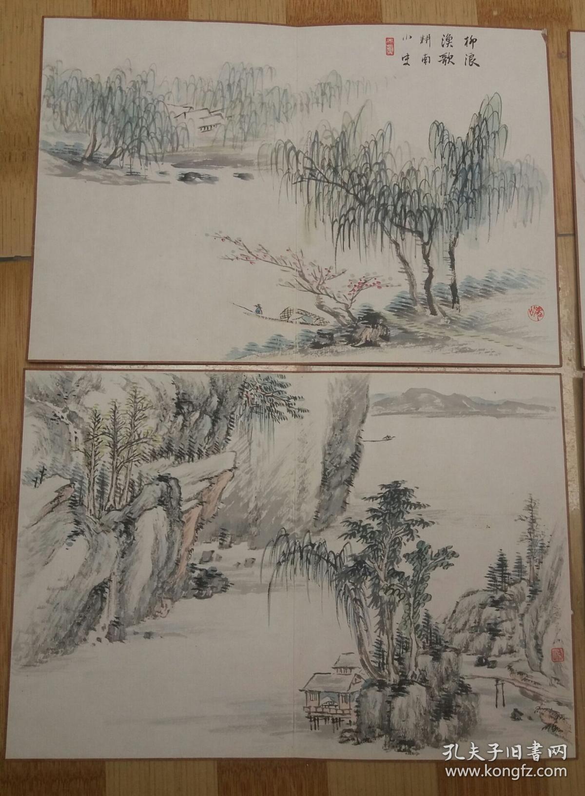 清末民初文人王荦山水册页六开,浙江仙居人_民国册页