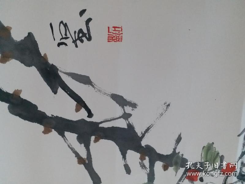 著名画家石鼎花鸟,装裱立轴. 当代实力书画家,中国家