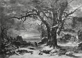 1886年木口木刻版画 《冬夜》41×28厘米