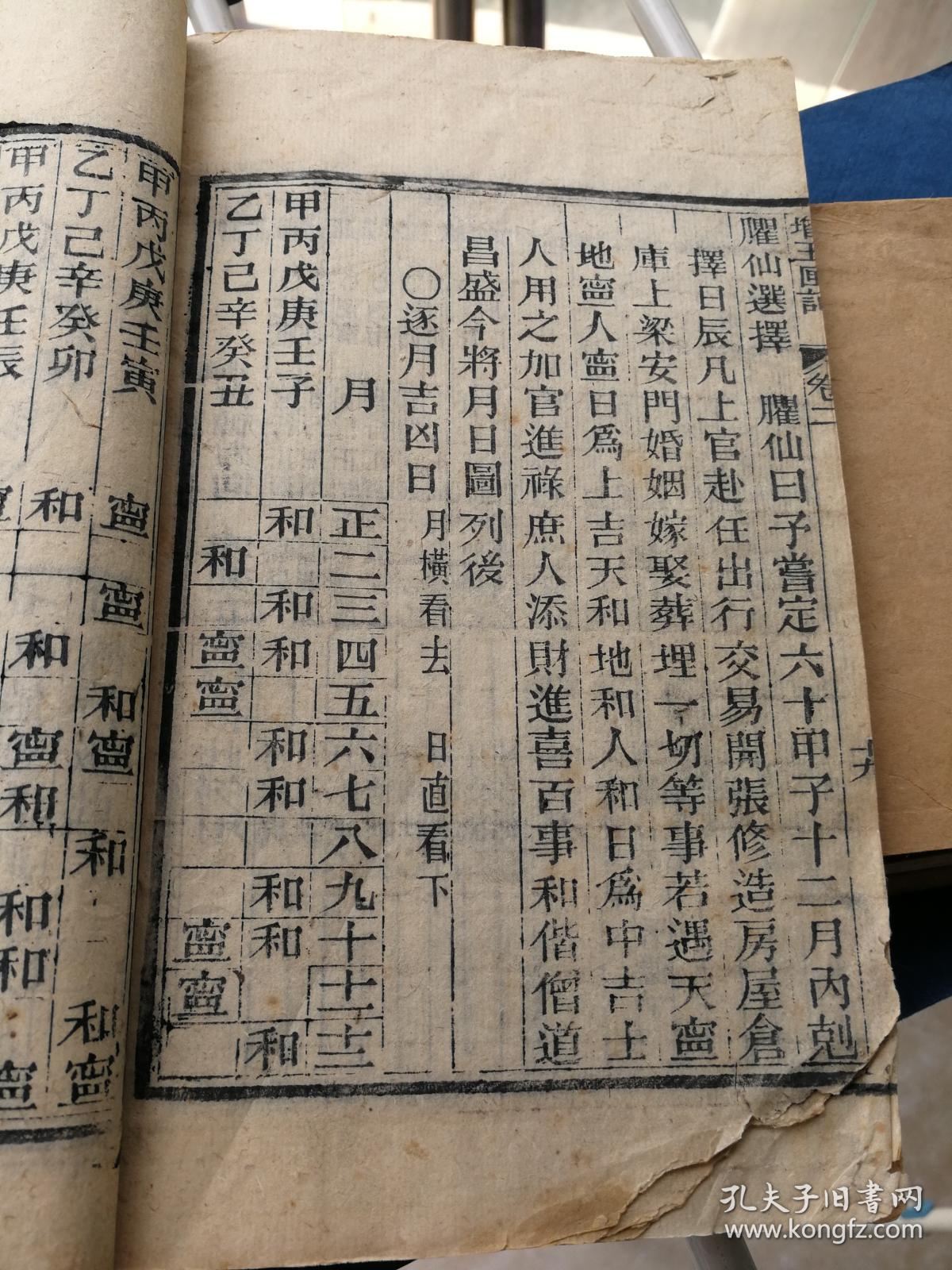 清木刻本增广玉匣记通书卷之二一册有金符经喜神方位图鹤神方位图等
