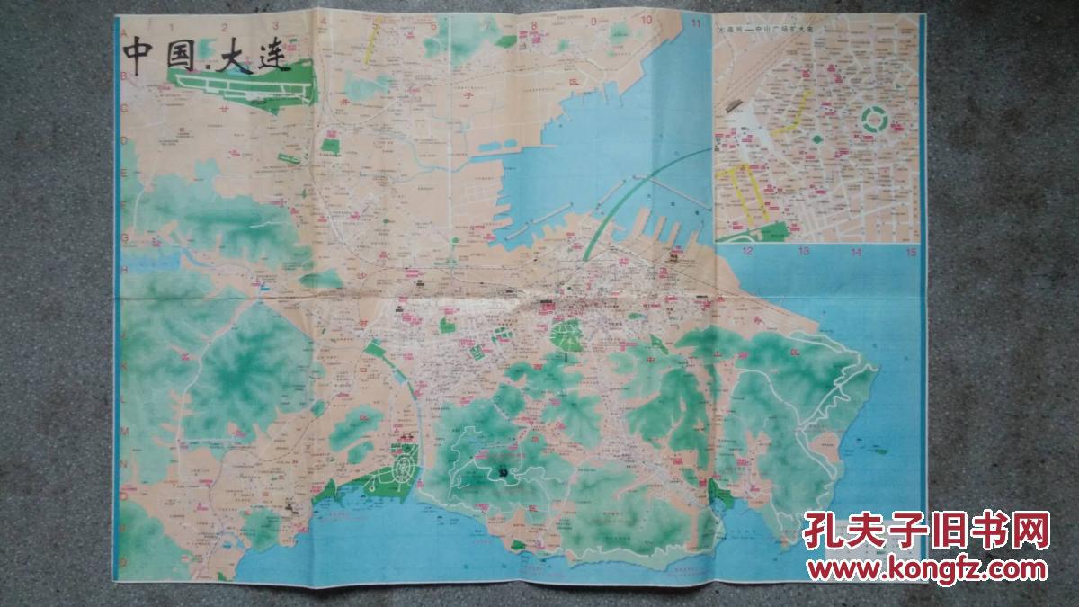 旧地图-大连观光地图(2001年7月修订版印)2开85品