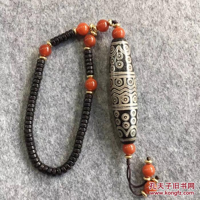 西藏大昭寺结缘老天珠 多眼天珠 镶嵌银丝天珠 佛家七宝之一 尊贵至极