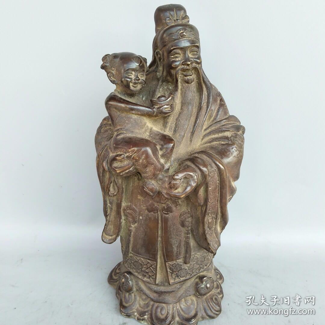 老铜藏佛送子财神尺寸如图重约4540克