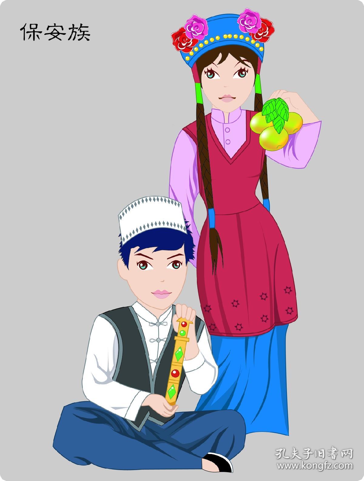 少数民族民俗人物服饰服装卡通图案 传统歌舞画 怀旧文艺馆宿舍装饰画