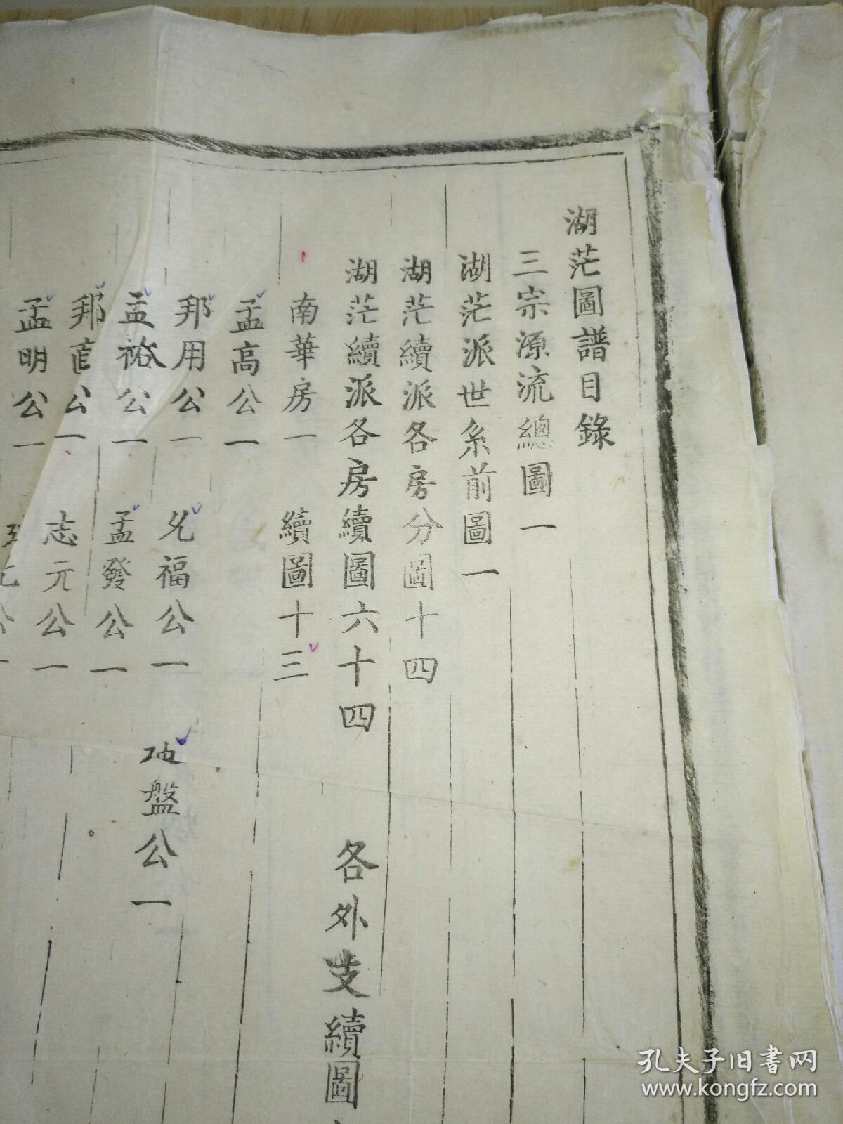 特巨本湖茫李氏图谱,清末民初白棉纸刊修,图录共六巨册,品相传世美无