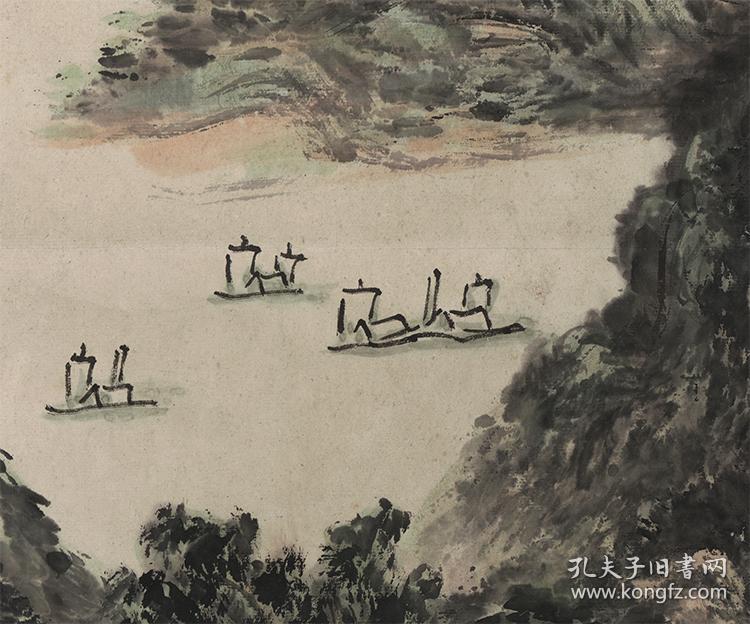 近代 黄宾虹 富春江图轴 高仿真水墨微喷复制品