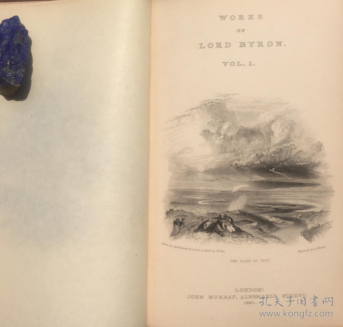 1851拜伦全集十册全英国大画家透纳二十帧精美铜版画描绘诗人一生行旅