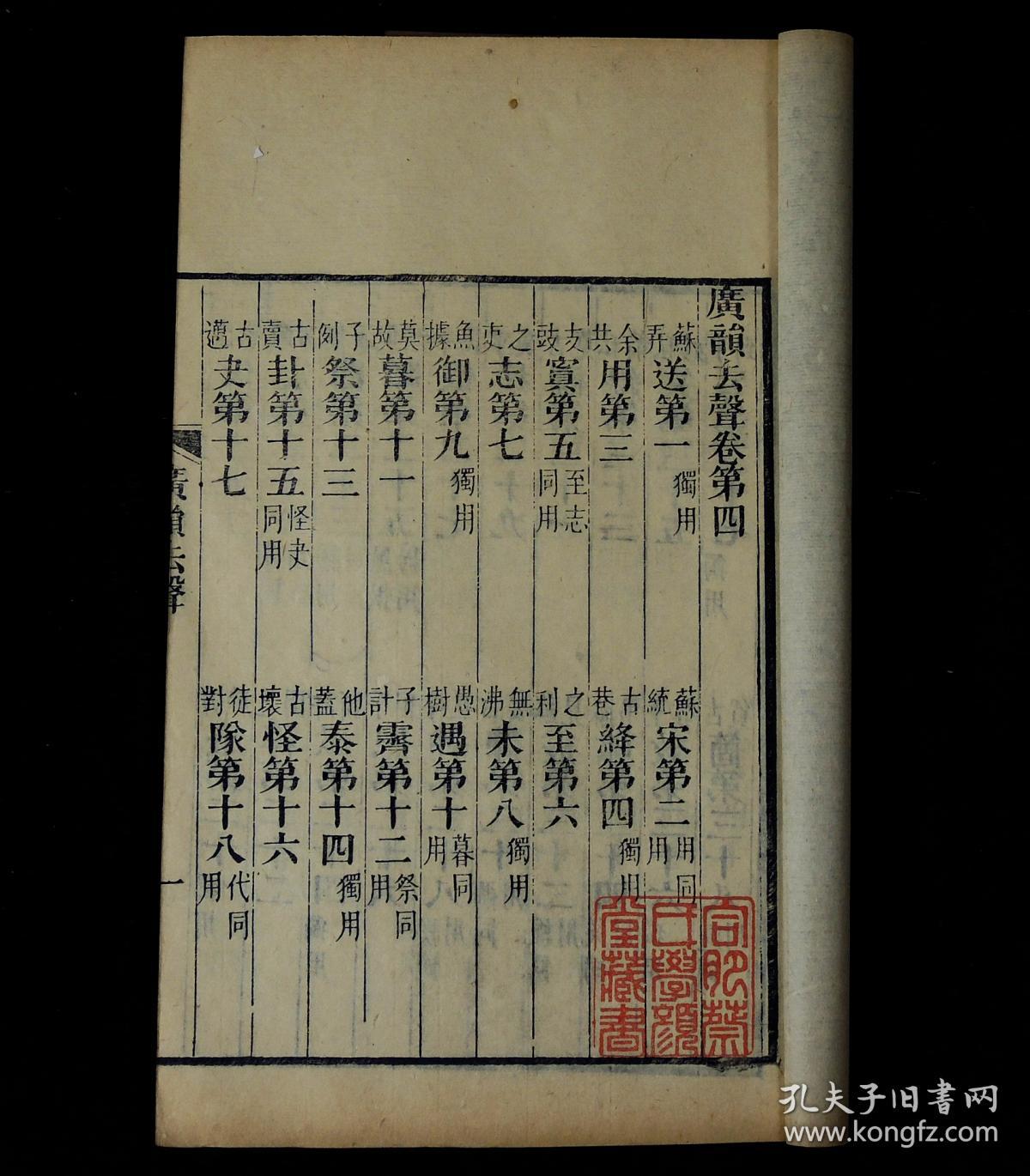 【图】清康熙苏州张氏泽存堂本【大宋重修广韵