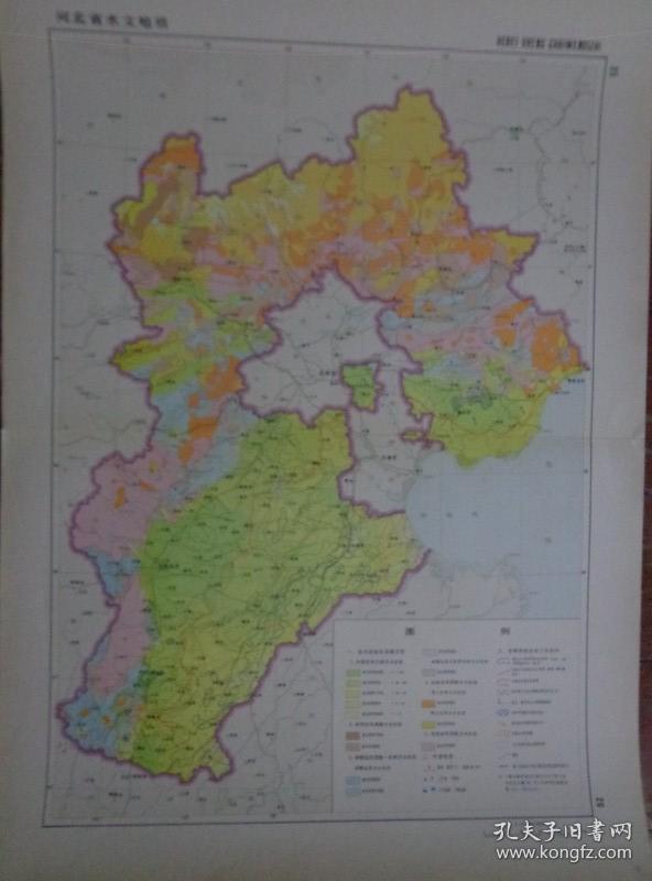 8开28页 展开4开14张地图 比例1:180万 河北省政区图,河北省地形图