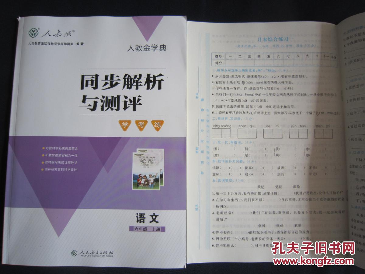 同步解析与测评语文六年级上册 6年级上册语文同步解析与测评