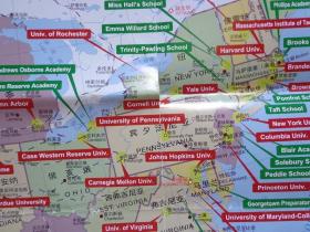美国、加拿大留学地图 90年代 2开独版 中英文