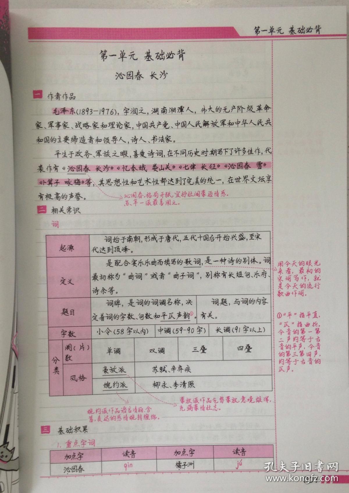状元手写笔记 听课笔记 衡水重点中学 高中语文必修一