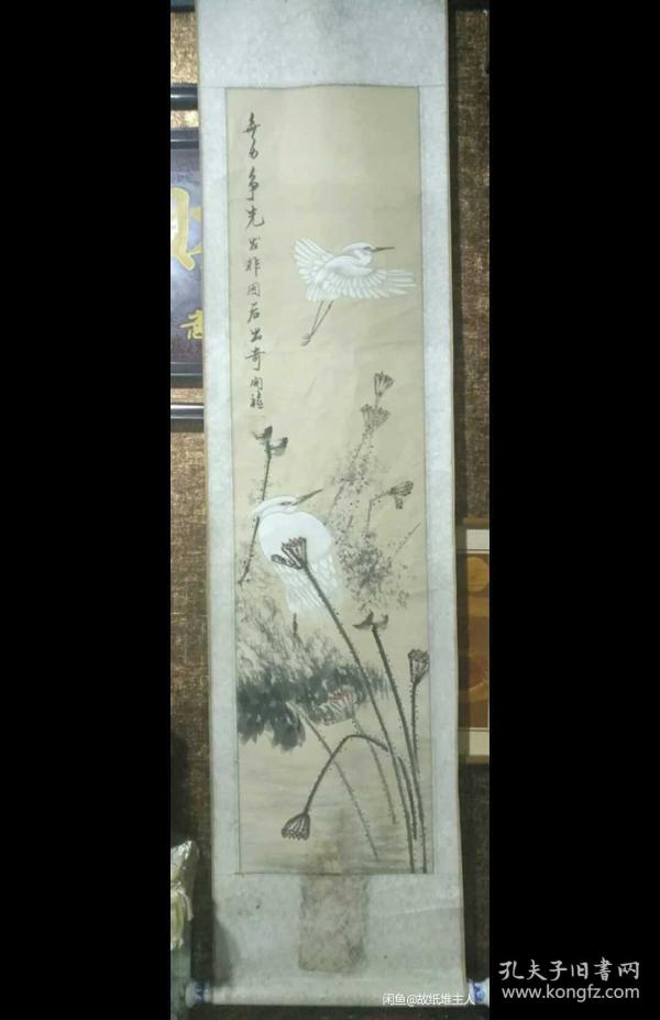 著名国画家胡开禧花鸟一幅 173x40cm