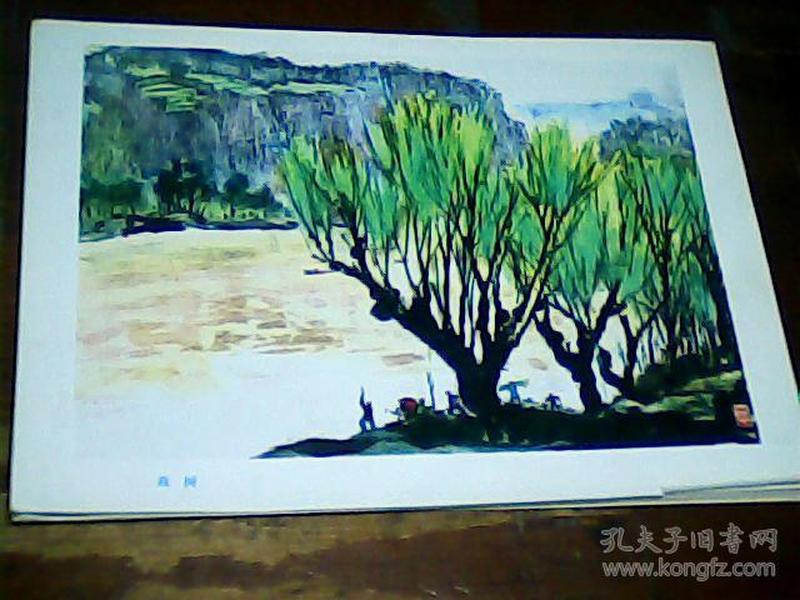 开 美术 画页 《 黄河》-栽树,9品.印刷品