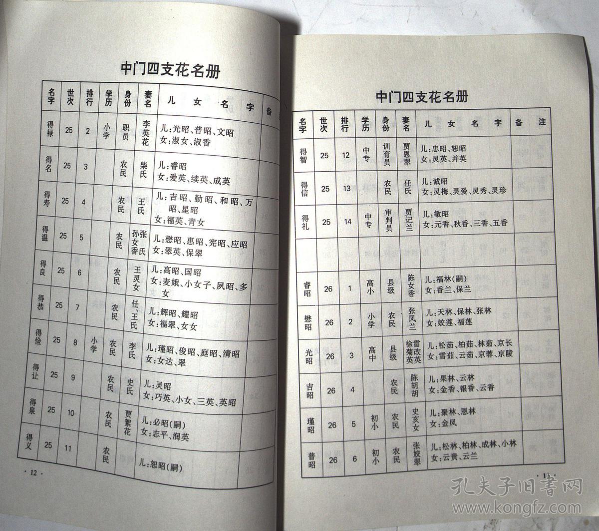 陈村陈氏家谱-中门四支