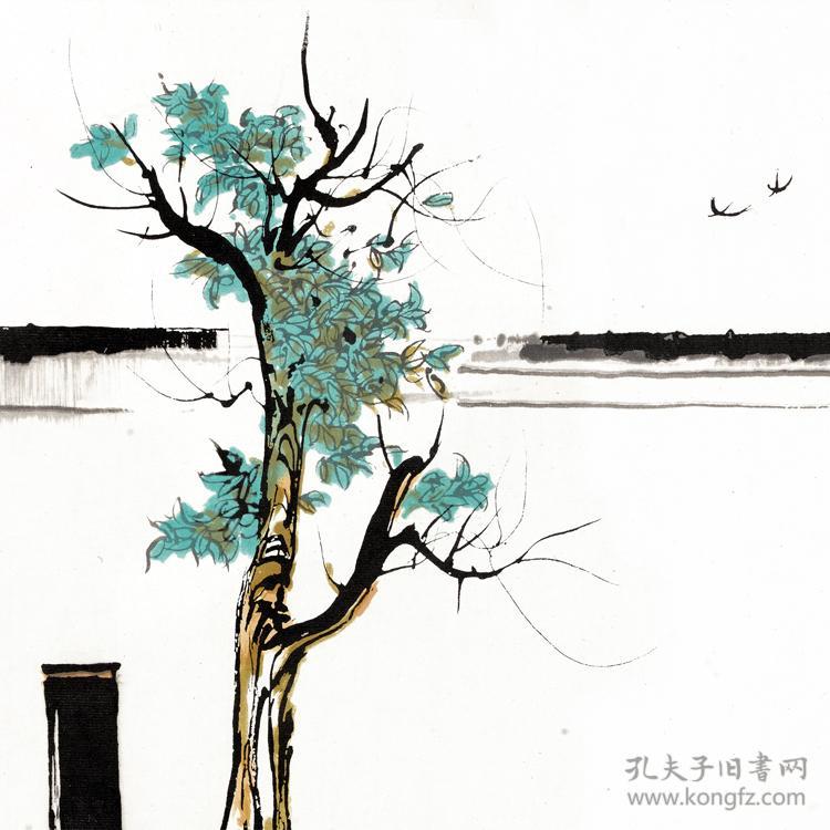 近现代 吴冠中 双燕 68.5x137.4cm 纸本 国画宣纸绢布