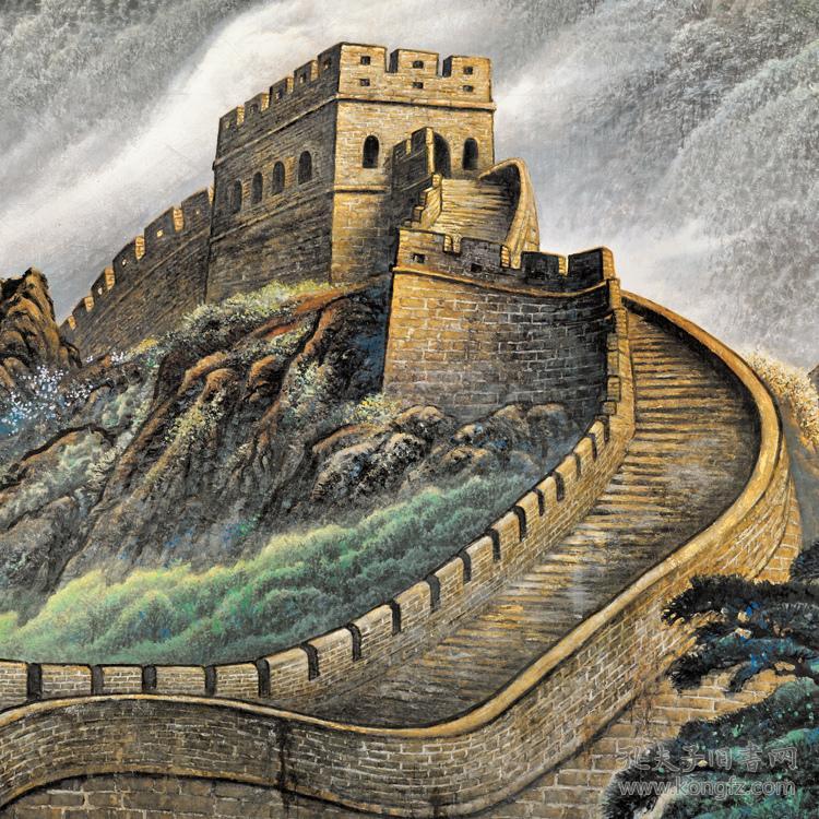 近现代 邹玉利,许仁龙 万里长城 170x90cm 纸本 国画宣纸绢布艺术微喷