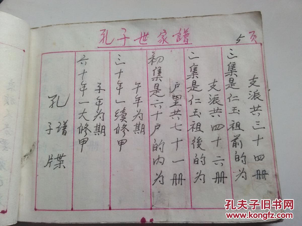 孔子世家谱 上姓谱事 孔庆和 【手写家谱】