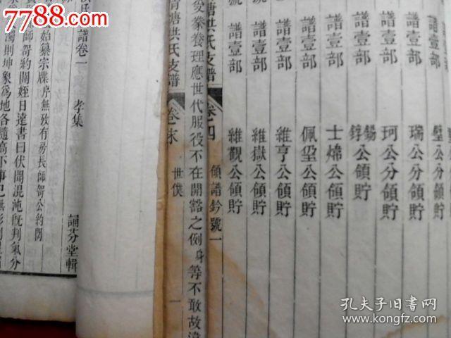 敦煌郡清塘《洪氏支谱》,嘉庆白宣纸木刻本,官修体例分四集共四巨本