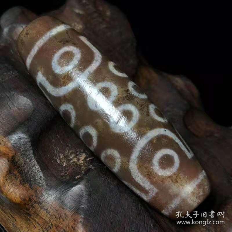 回流千年西藏老料高油包浆【二十一眼天珠】尺寸:58x18毫米