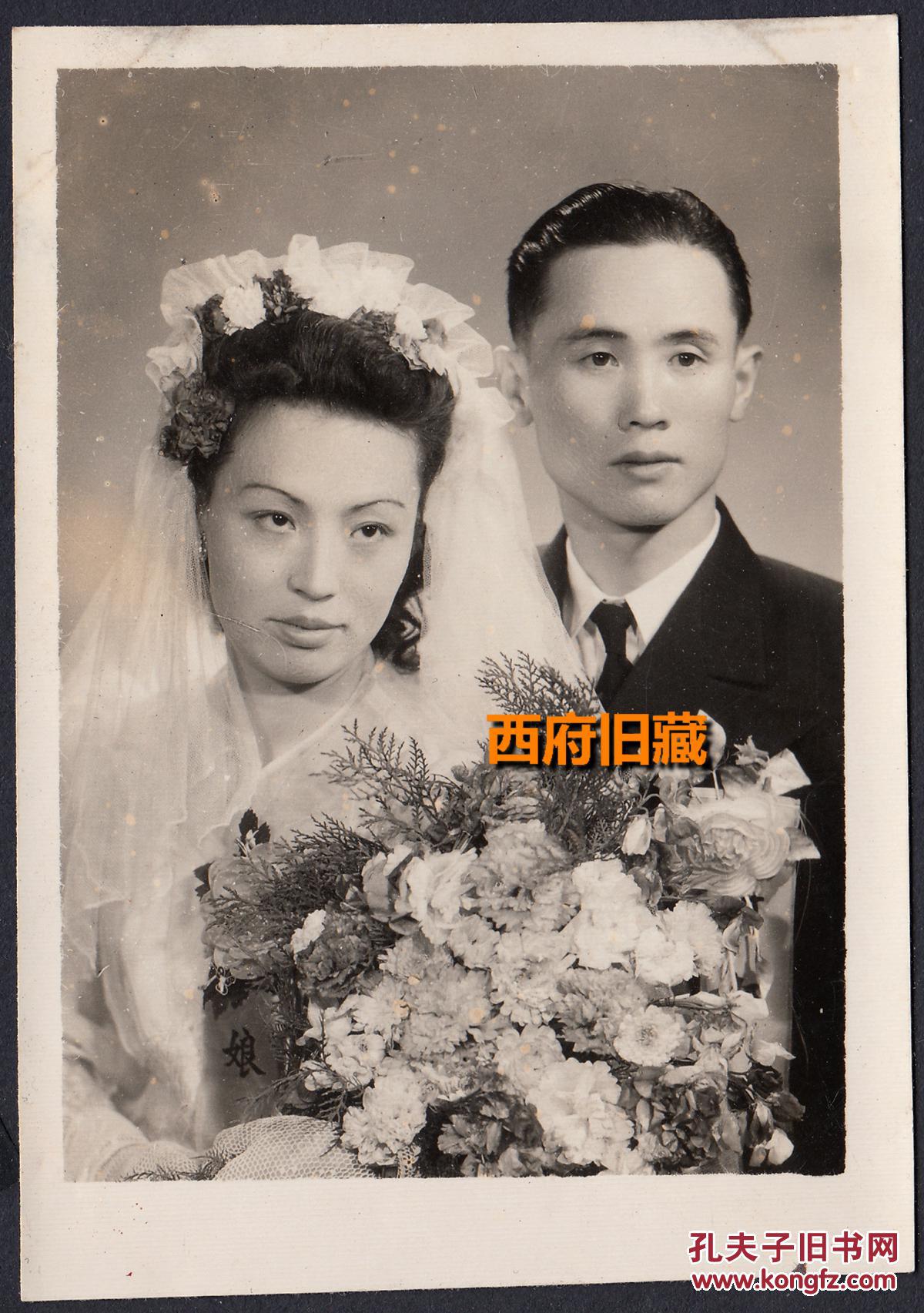 民国老照片,结婚照漂亮的新娘子,后有备注信息