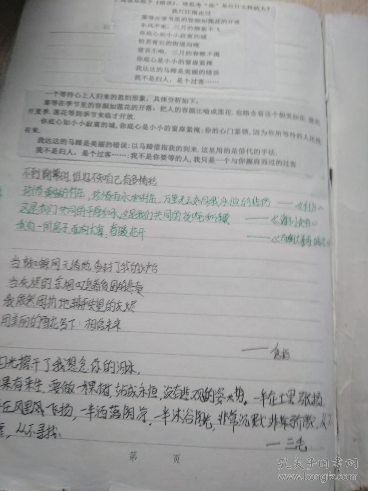衡水中学学生手写 高三语文积累与反思