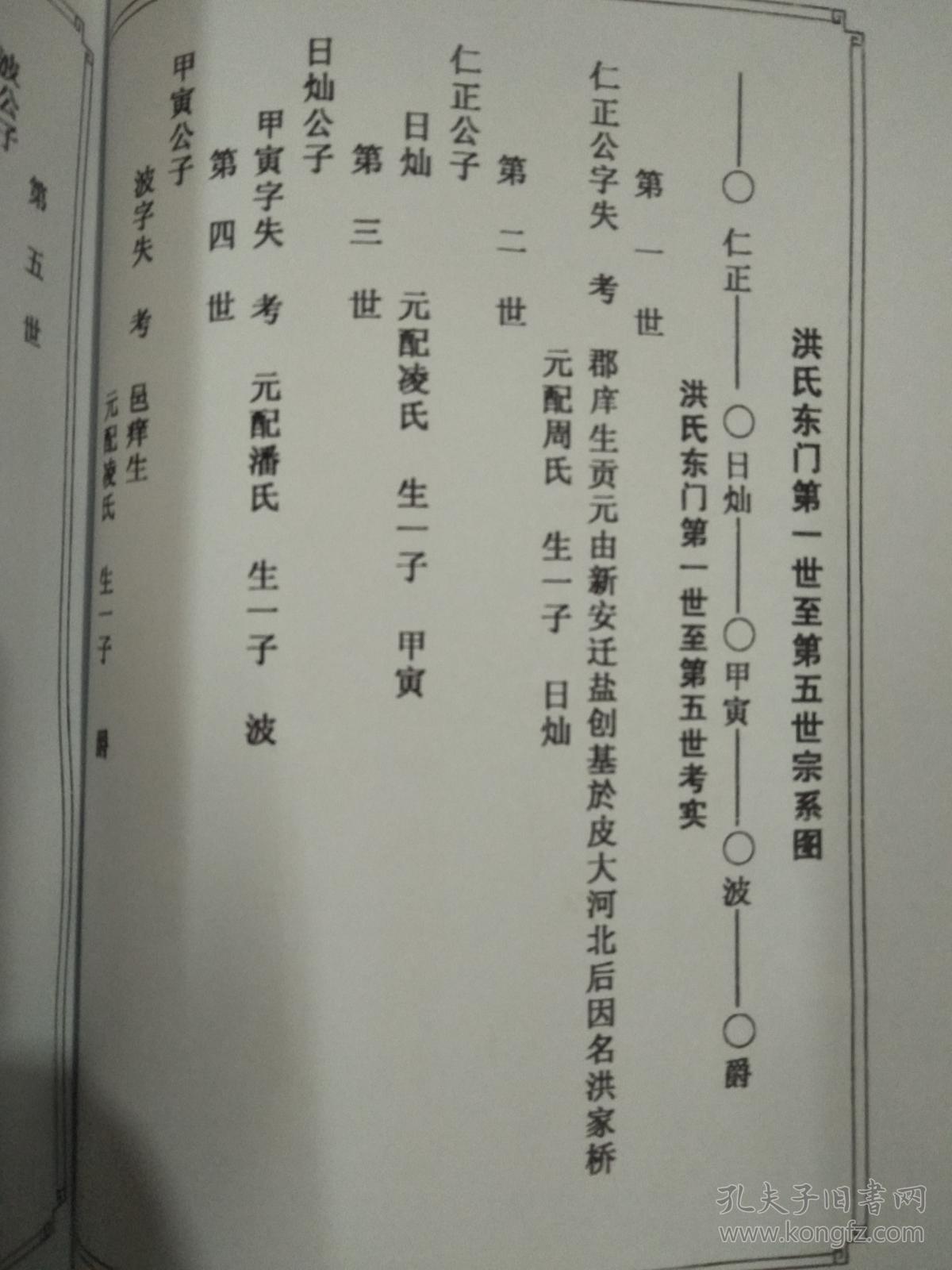 洪氏宗谱【三瑞堂】建湖东门 仁正公支 16开 216页 2010年版 复印本