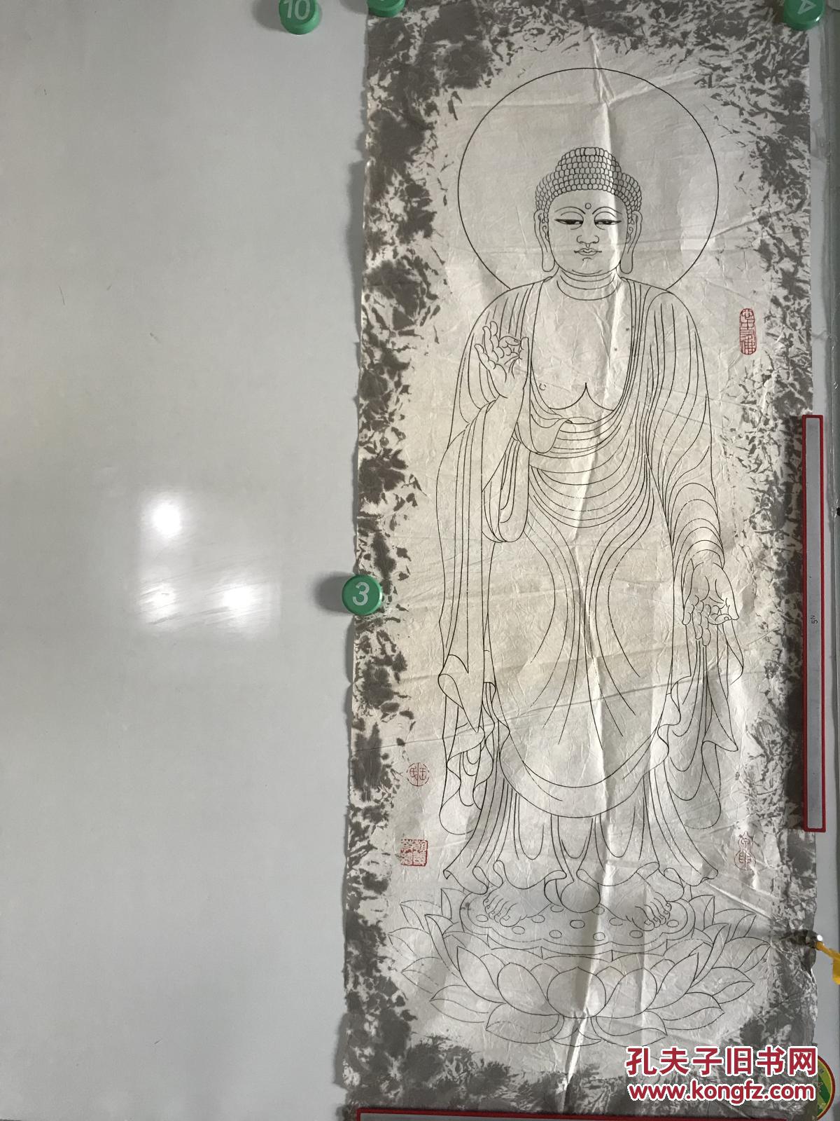 王翰尊 主攻中国线描,写意佛神画 国画一张 83*33 货号1322