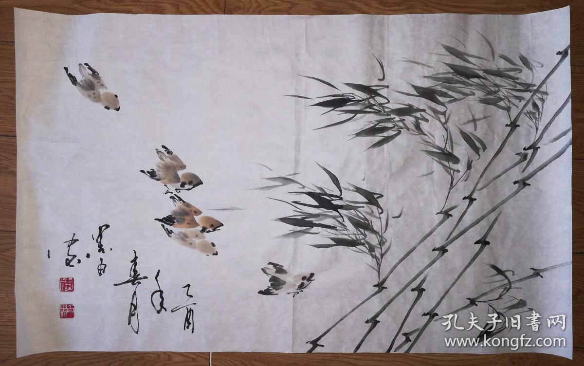 手绘真迹国画:李黑白花鸟画