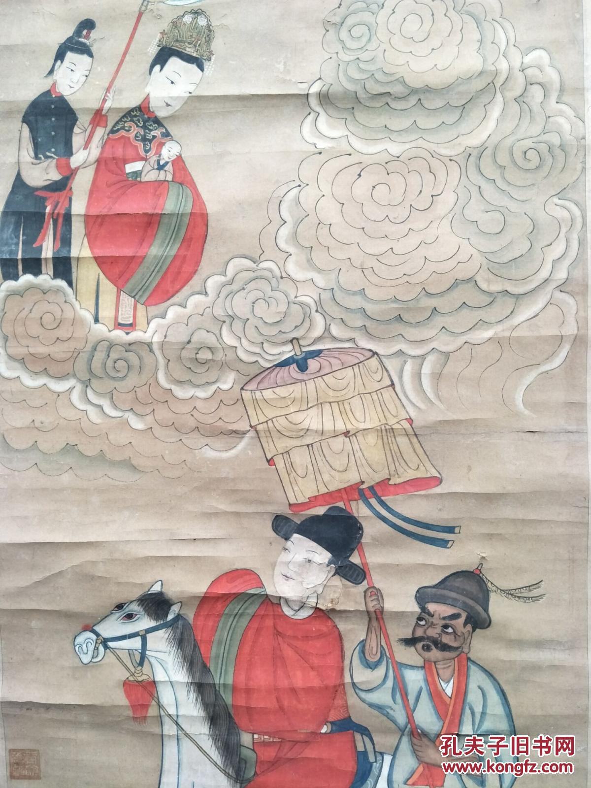 清代老字画-状元游街-古玩古董名人名家国画人物画收藏-礼品礼物
