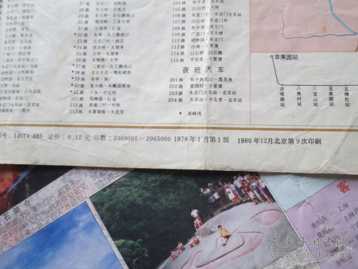 北京地图北京市区交通图1980