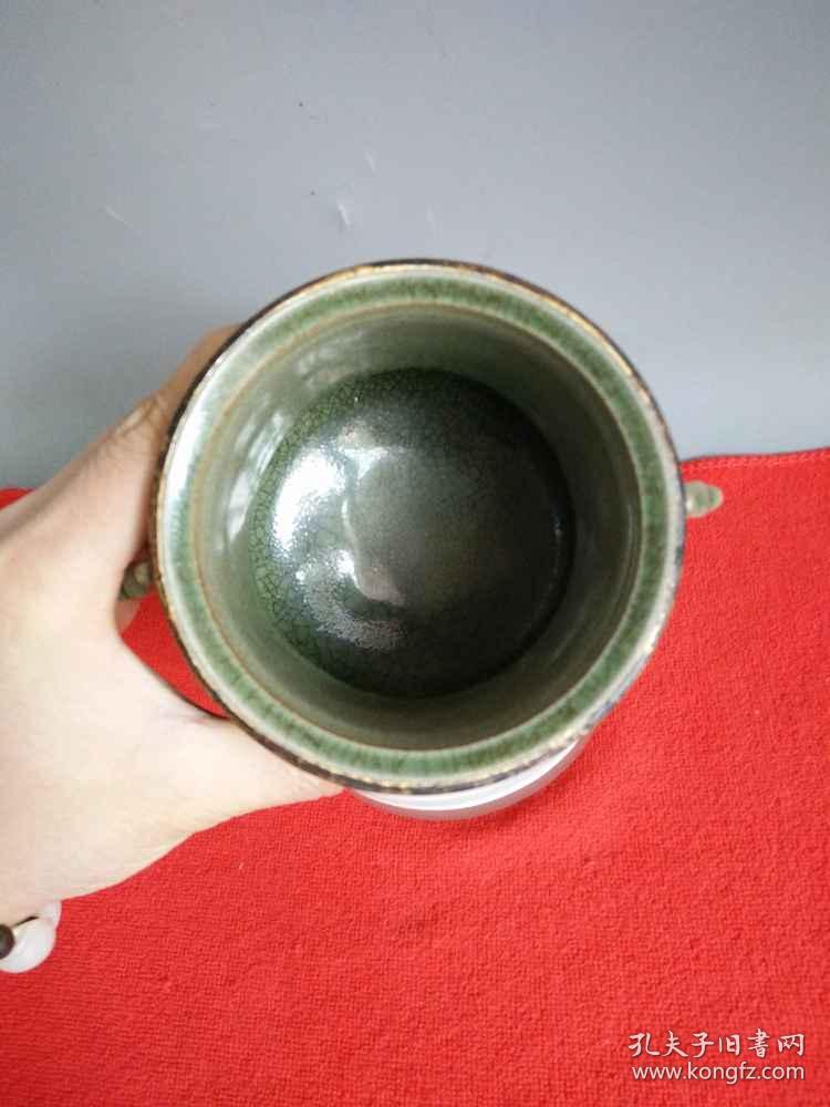 少见的宋代汝窑嵌金边双儿瓷香炉.