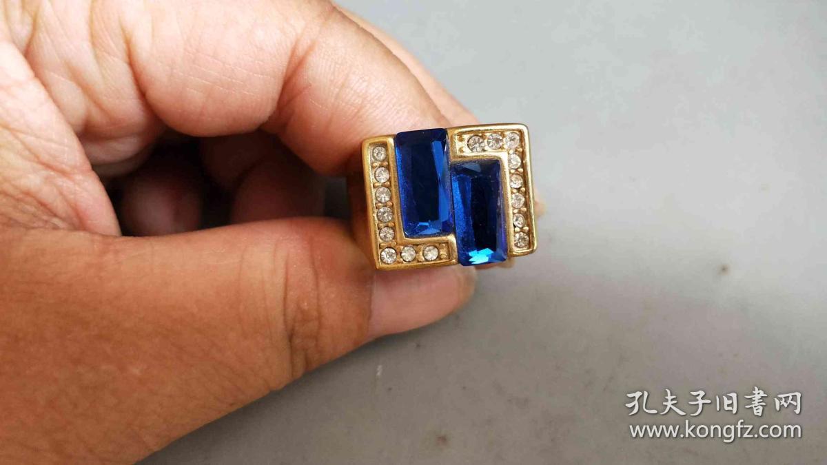 清代天然蓝宝石老凤祥18k戒指