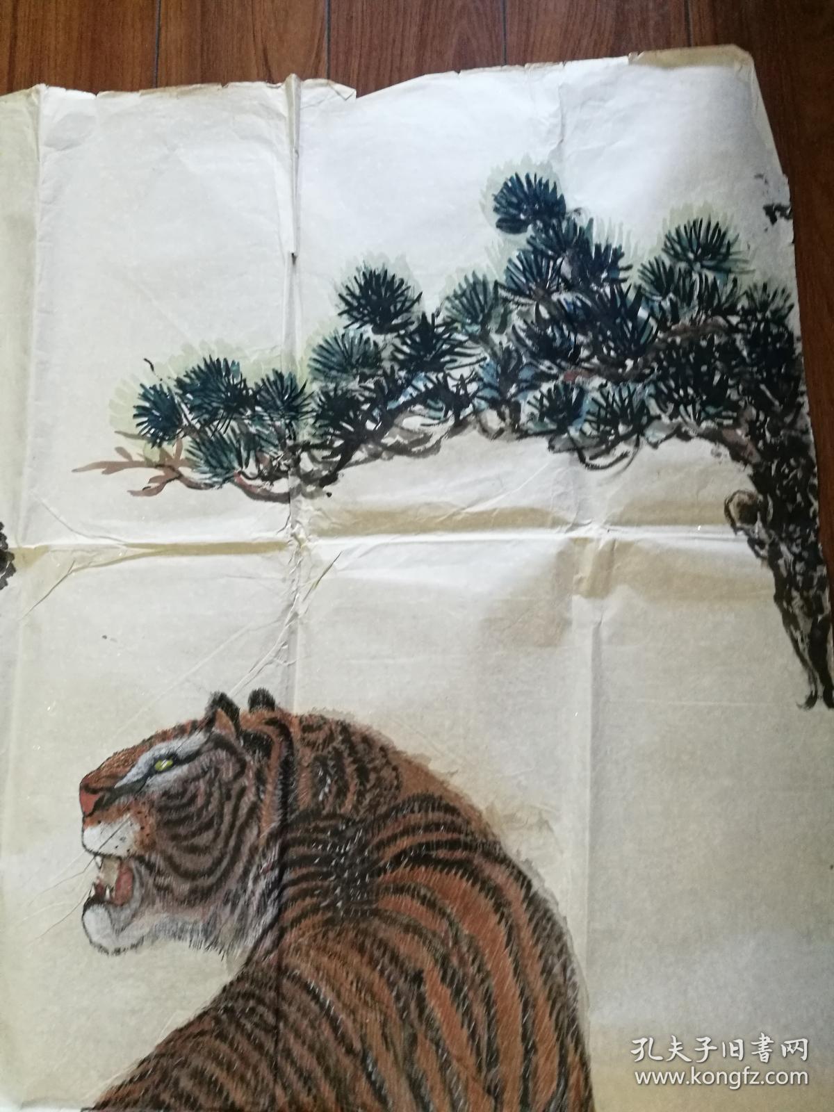 老虎国画2:虎在丛林啸:无款识,年代和作者不详,有三枚印章(孙阳睿