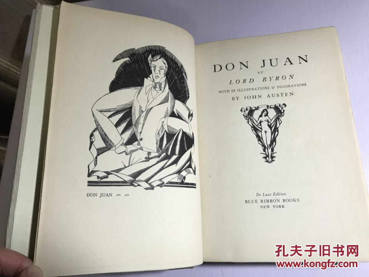 1926年《don juan唐璜》拜伦名著 john austen做93幅黑白插画 de luxe