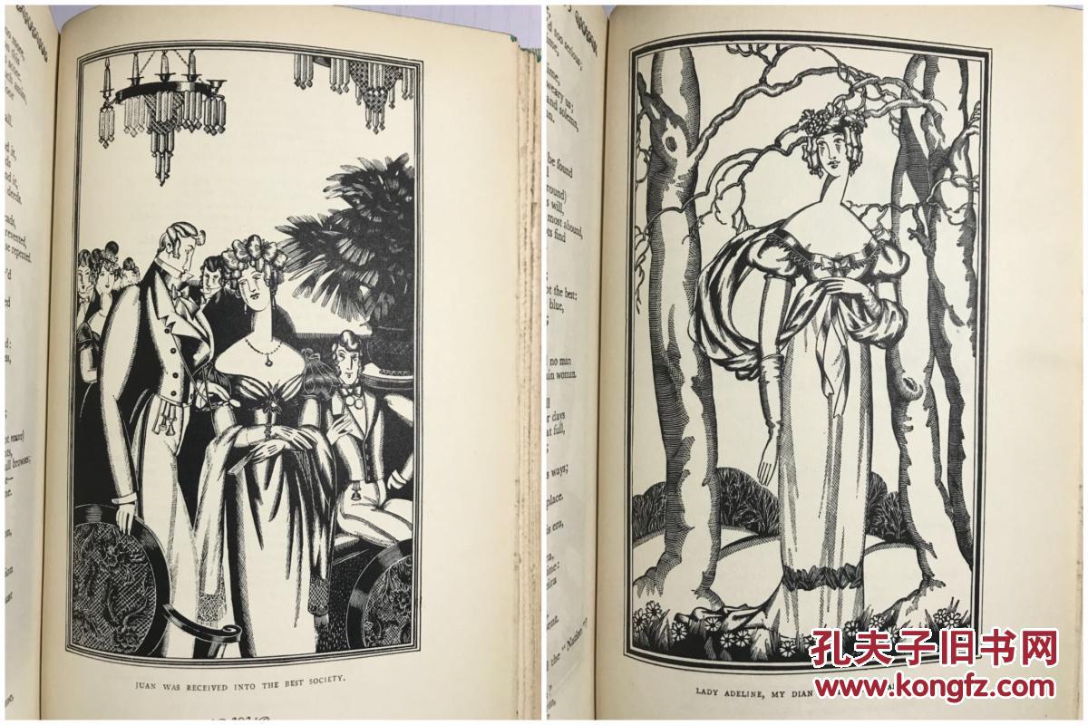 donjuan拜伦,donjuan 1926年《don juan唐璜》拜伦名著 john austen做93幅黑白插画 de luxe