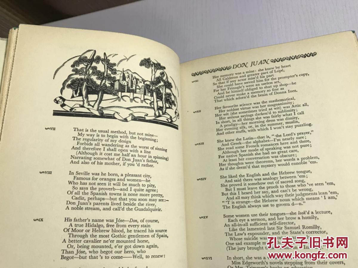 1926年《don juan唐璜》拜伦名著 john austen做93幅黑白插画 de luxe