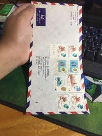 外国信封，8张邮票，伊朗，20180802