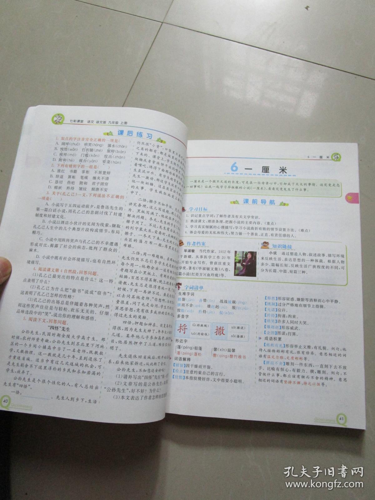 七彩课堂 语文 语文版 九年级上册 赠预习卡一册